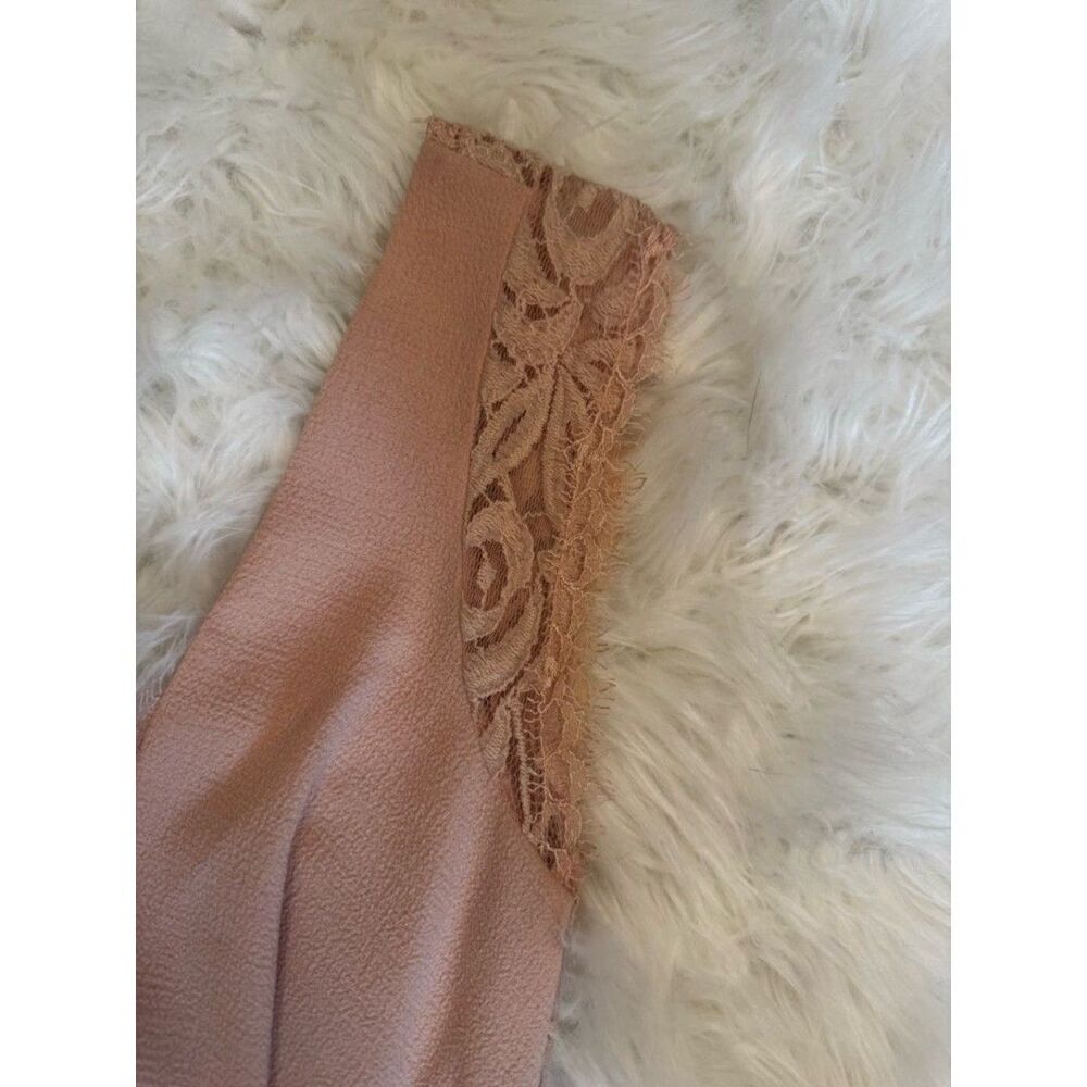 BCBGENERATION Sleeveless Lace-Trim V-Back Mini Dress in Blush - Picture 3 of 12